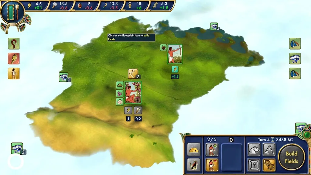Mapa de províncias em Egypt: Old Kingdom com os territórios do Baixo e Alto Egito
